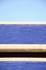 Image showing A traditional Japanese roof made of blue tile.