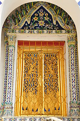 Image showing Ancient Golden carving door.