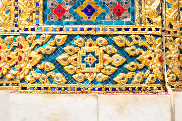 Image showing The gold stucco design of native thai style on the Wall 