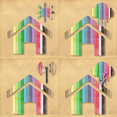 Image showing Weather grunge recycled paper craft stick on background