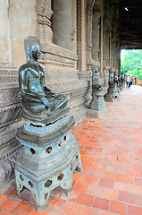 Image showing Ancient Buddha sculptures in the cloister of Wat Si Saket in Vientiane, Laos 