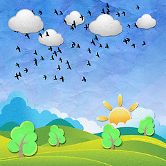 Image showing Weather grunge recycled paper craft stick on background