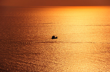 Image showing sailing boat sunset at kata beach phuket 