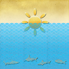 Image showing Weather grunge recycled paper craft stick on background