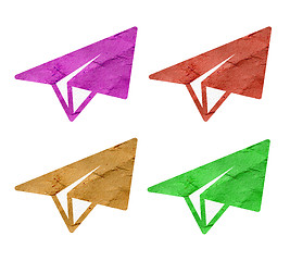 Image showing Recycle paper plane on white background 