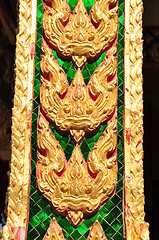 Image showing The gold stucco design of native thai style on the Wall 