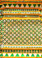 Image showing The gold stucco design of native thai style on the Wall 