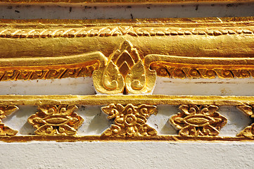 Image showing The gold stucco design of native thai style on the Wall 