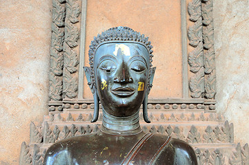 Image showing Ancient Buddha sculptures in the cloister of Wat Si Saket in Vientiane, Laos 