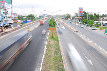 Image showing Traffic with motion blur (long exposure shot). 