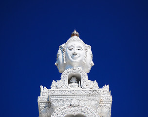 Image showing White thai art stucco wall,Thai temple 