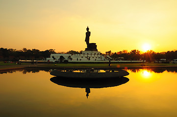 Image showing Silhouette Buddha image in Vitarka Mudra Buddhamonthon, Nakhon Pathom, Thailand 