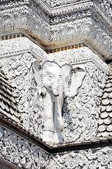 Image showing White thai art stucco wall,Thai temple 