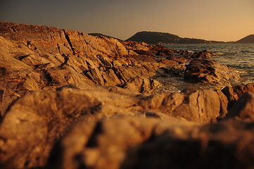 Image showing Great sunset on tropical beach. Andaman sea. Phuket island. Kingdom Thailand 