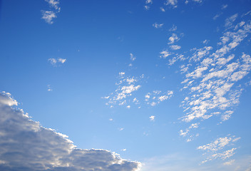 Image showing Blue sky with clouds and sun. 
