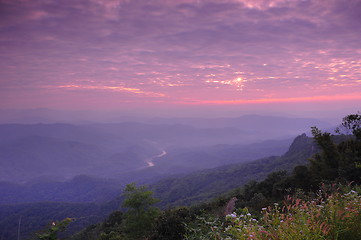 Image showing Red Orange Sky Sunset Sunrise 