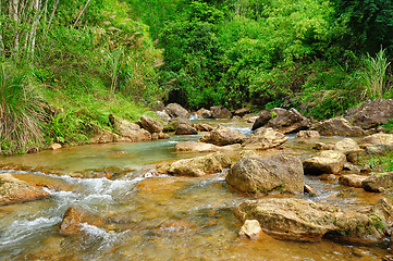 Image showing Waterfall with water flowing around 