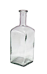 Image showing empty retro square corner bottle isolated white 