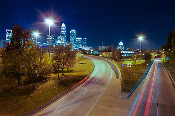 Image showing Skyline of uptown Charlotte, North Carolina at night.