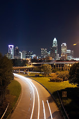 Image showing Skyline of uptown Charlotte, North Carolina at night.