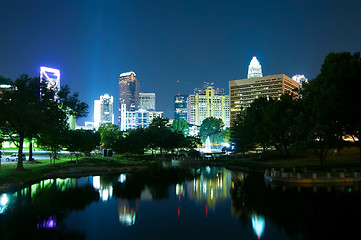 Image showing Skyline of uptown Charlotte, North Carolina at night.