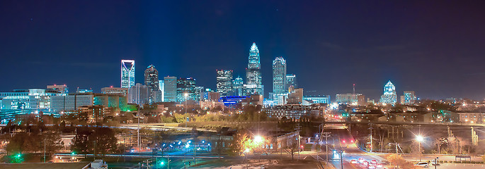 Image showing Skyline of uptown Charlotte, North Carolina at night.