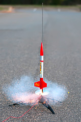 Image showing flying model rocket