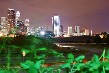 Image showing Skyline of uptown Charlotte, North Carolina at night.