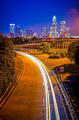 Image showing Skyline of uptown Charlotte, North Carolina at night.