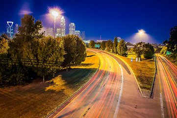 Image showing Skyline of uptown Charlotte, North Carolina at night.