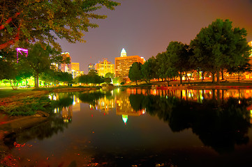 Image showing Skyline of uptown Charlotte, North Carolina at night.