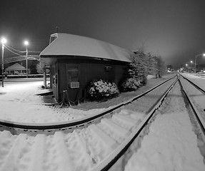 Image showing snow covered train tracks