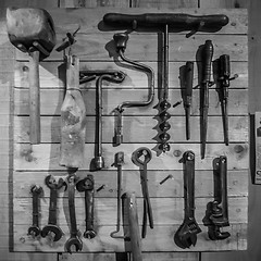 Image showing old tools on the wall