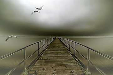 Image showing ocean pier at outer banks beach