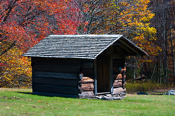 Image showing log cabin in the fall