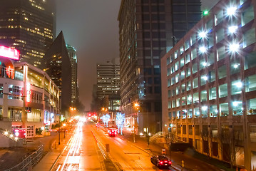 Image showing Skyline of uptown Charlotte, North Carolina at night.