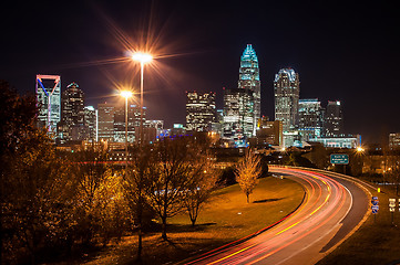 Image showing Skyline of uptown Charlotte, North Carolina at night.