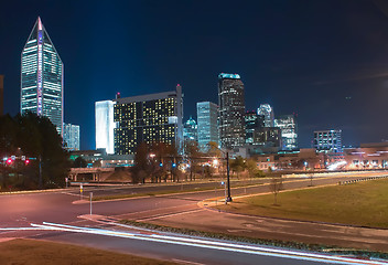 Image showing Skyline of uptown Charlotte, North Carolina at night.