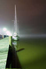 Image showing sail boat parked at the pier