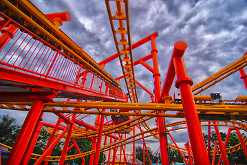 Image showing Rollercoaster in amusement park in summer