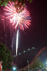 Image showing fireworks at amusement park