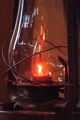 Image showing Old fashioned lantern in darkness.  