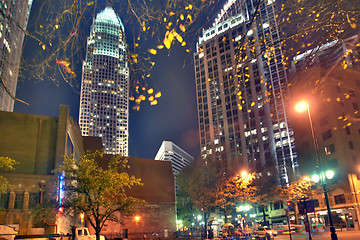 Image showing highrise buildings at night