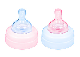 Image showing Baby bottle cap pink and blue