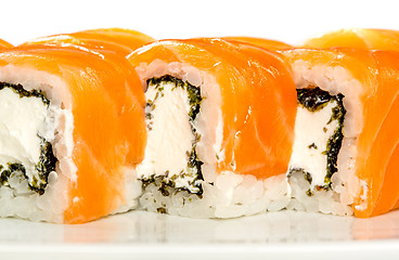 Image showing Sushi (Roll unagi maki syake) on a white background