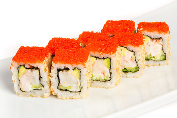 Image showing Japanese Cuisine - Sushi (California Roll) on a white background