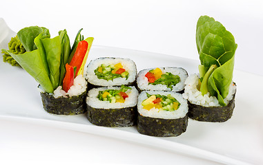 Image showing Sushi (Yasai Roll) on a white background