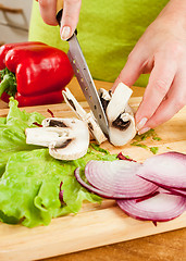 Image showing cutting mushroom champignon