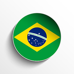 Image showing Brazil Flag Paper Circle Shadow Button