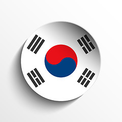 Image showing South Korea Flag Paper Circle Shadow Button